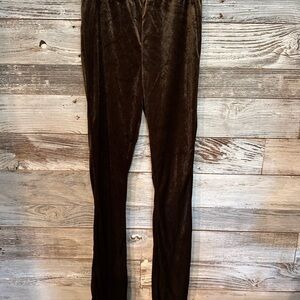 Elegant Brown Velvet Straight Leg Women's Pants